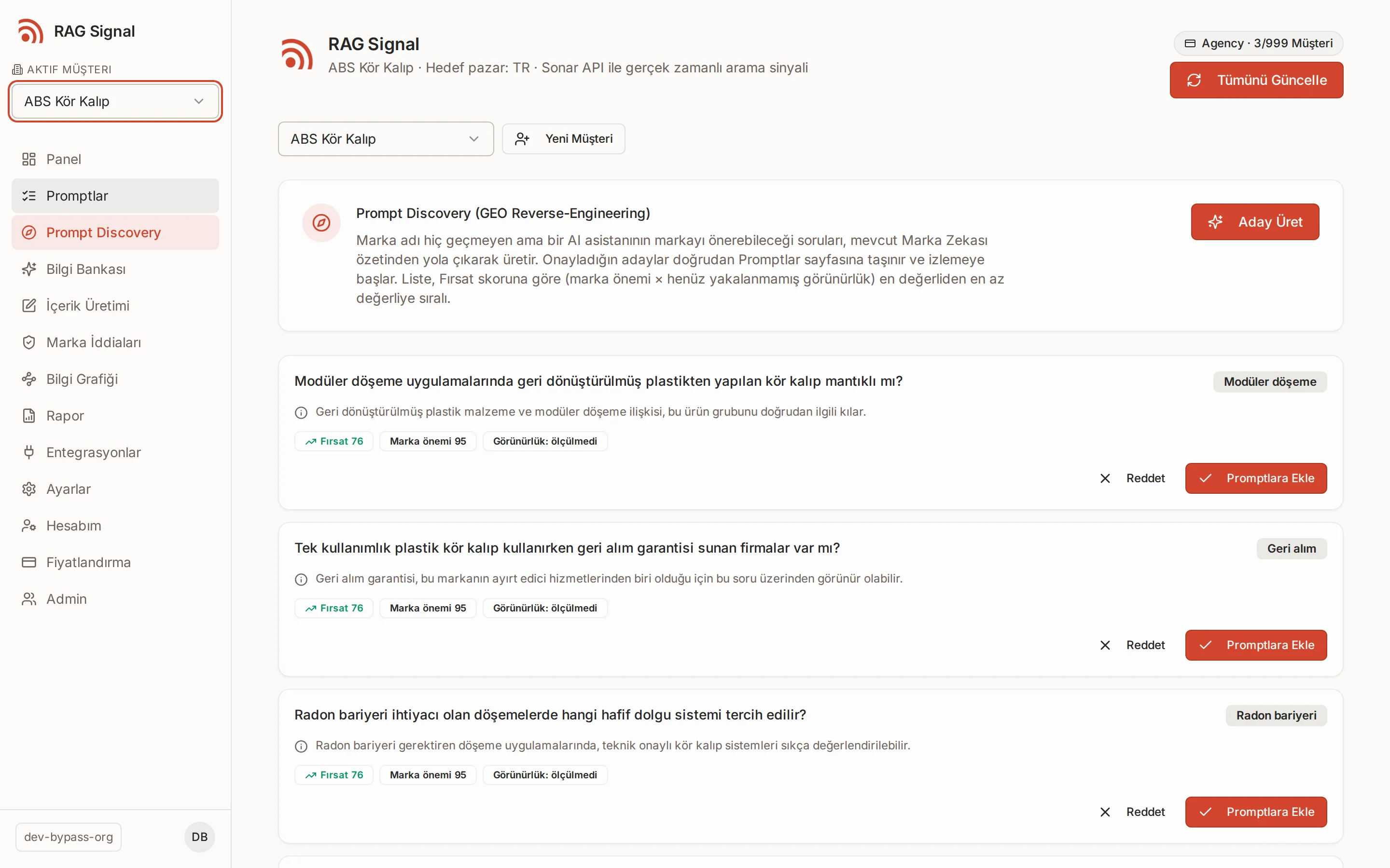 OneCite Prompt Discovery — marka adı geçmeyen fırsat promptları